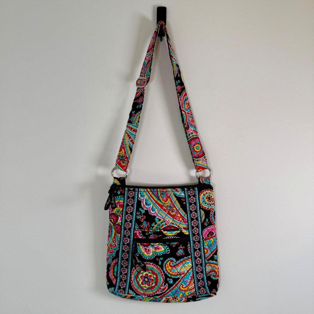 Vera Bradley Parisian Paisley Print Hipster Crossbody Bag Purse Multicolor